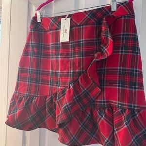 Vineyard vines NWT Red Plaid Ruffle Skirt